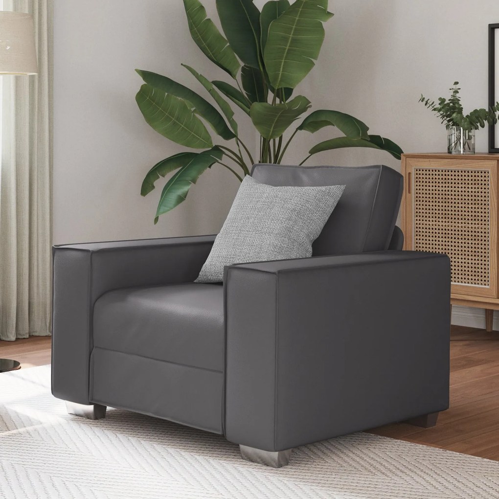 Cadeira de sofá vidaXL Cinza 59 cm em Couro Sintético