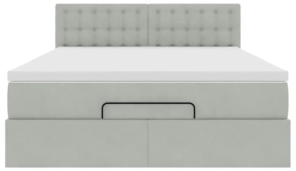Estrutura de cama otomana com colchão 140x190 cm cinzento claro