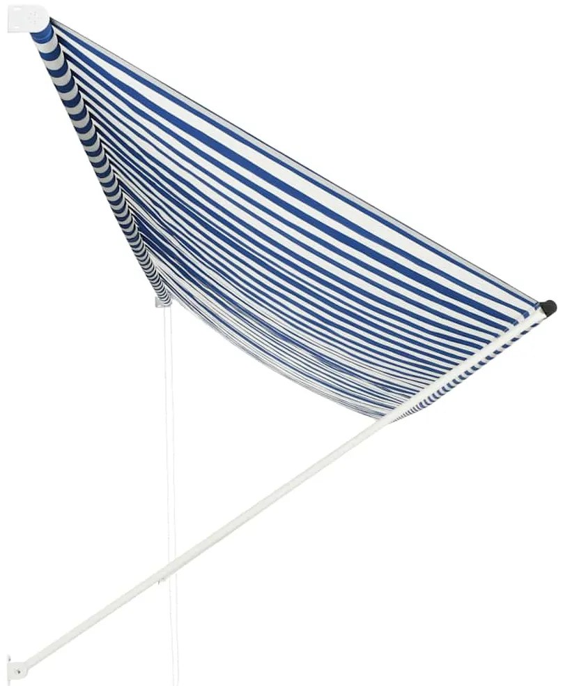 Toldo retrátil 400x150 cm azul e branco