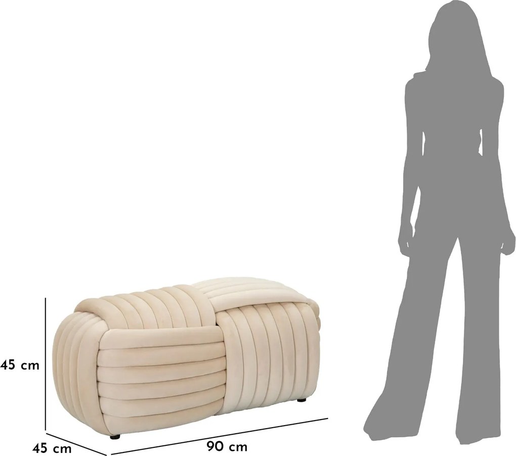 Puff Softy Cream - Veludo Creme - 90 cm x 45 cm x 45 cm