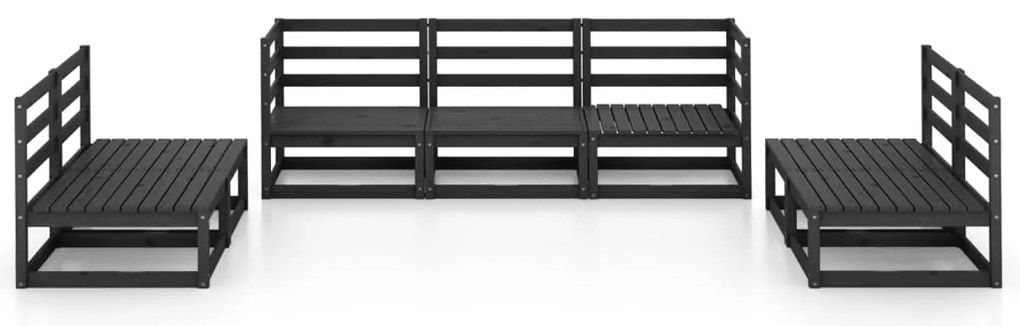 7 pcs conjunto lounge de jardim pinho maciço preto