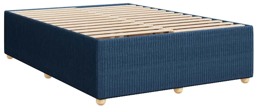 Cama com molas/colchão 160x200 cm tecido azul