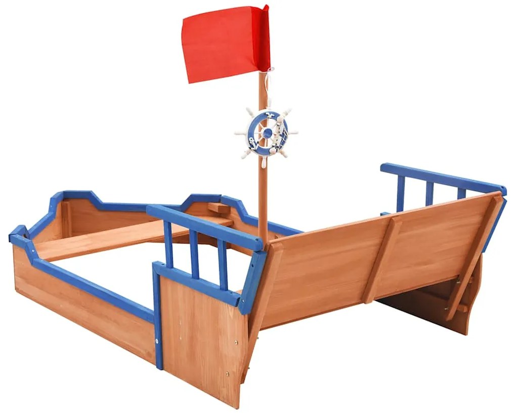 Caixa de areia navio pirata 190x94,5x101 cm madeira de abeto