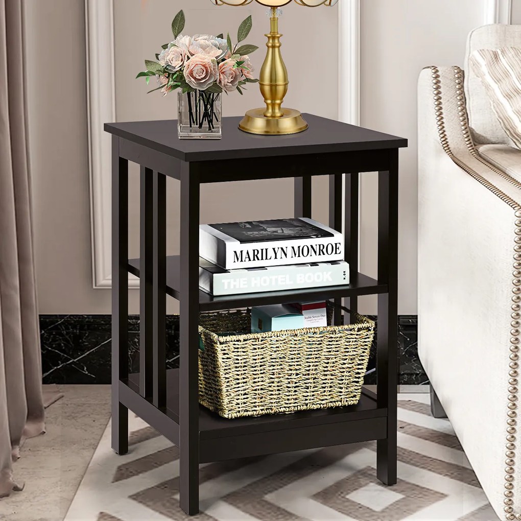 Mesa de cabeceira ou Mesa de apoio  com barras de reforço Mesa de apoio para sofá para quarto Sala de estar Corredor 40 x 40 x 61 cm Castanho