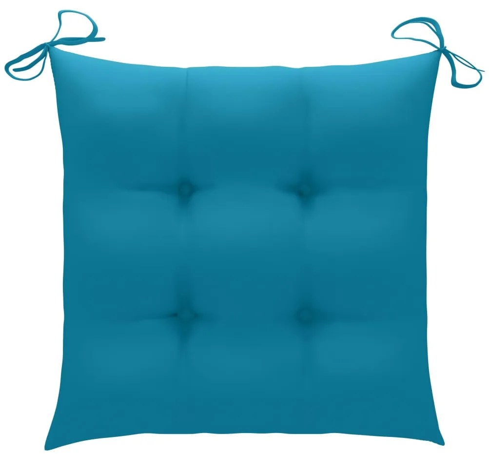 Cadeiras de jardim c/ almofadões azul-claro 6 pcs teca maciça