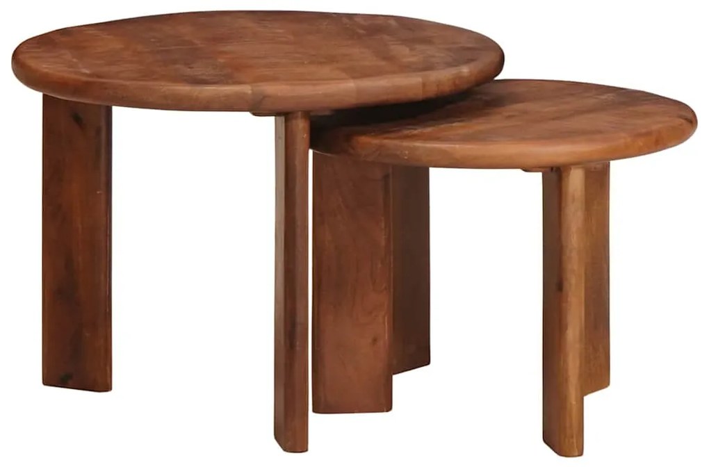 vidaXL Mesas de Café Empilháveis 2 pcs Madeira de manga maciça