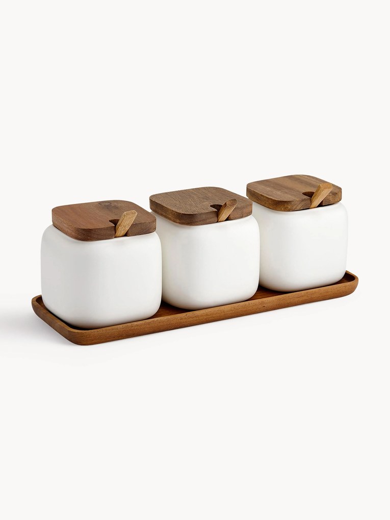 Potes com tabuleiro para servir Essentials, conjunto de 4
