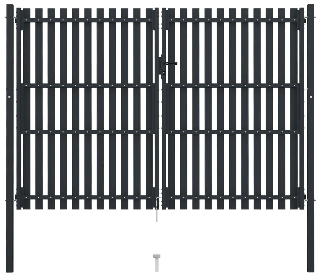 Portão de cerca com porta dupla 306x200 cm aço antracite