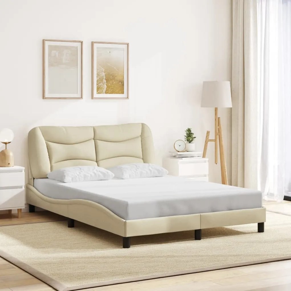 Estrutura de cama com LED sem colchão 140x200 cm tecido