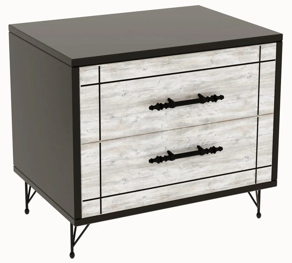 Mesa de Cabeceira Night – Cinza e Preto – 50x55x40 cm