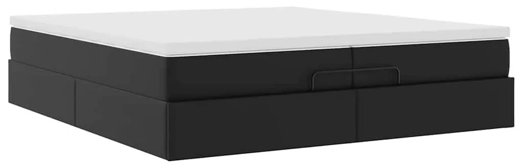 Estrutura de cama otomana com colchões pele artificial preta