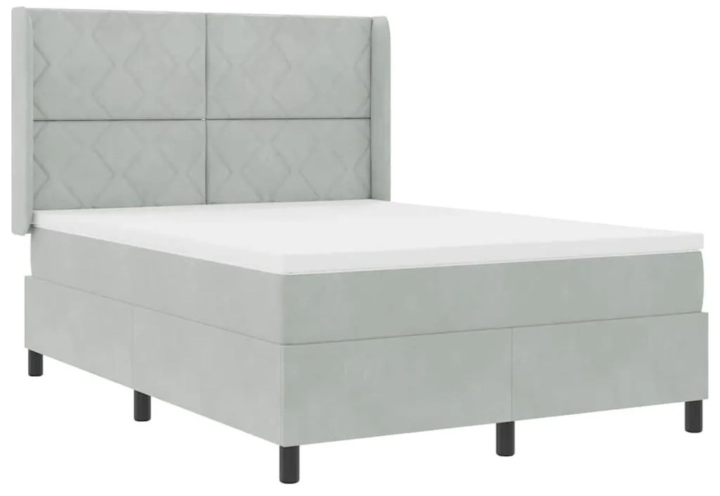 Cama Box Spring com Colchão vidaXL Cinza Claro 140x190 cm Veludo