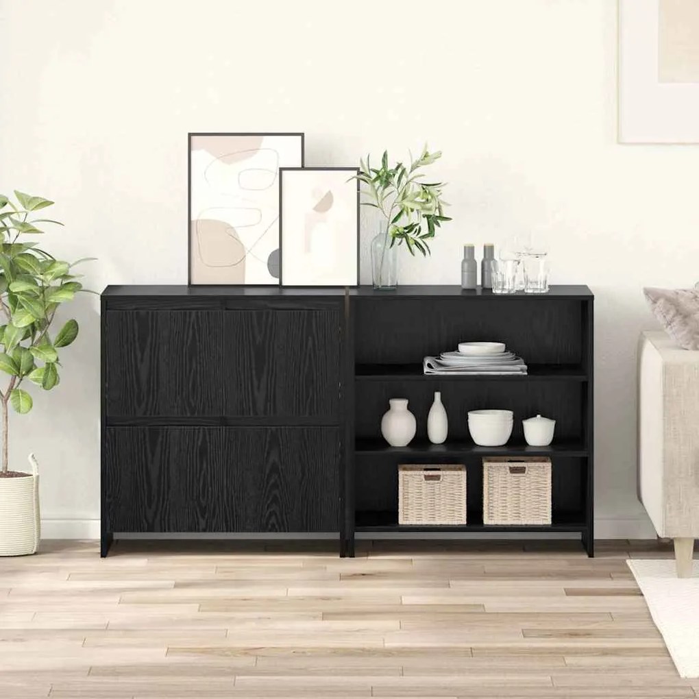 Buffet 2 pcs Carvalho preto 70 x 41 x 75 cm Madeira processada