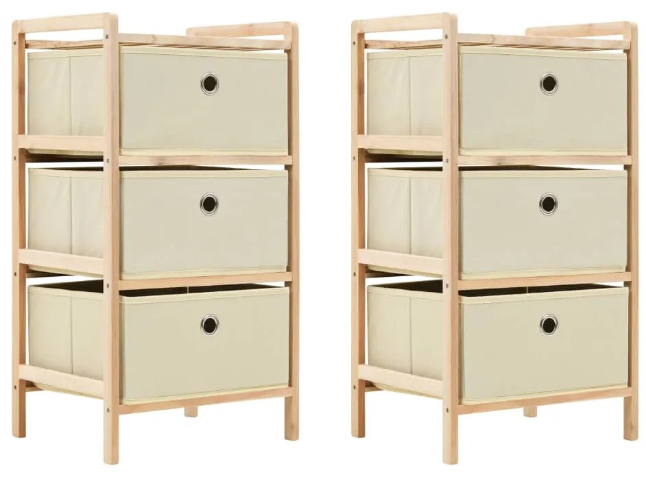 276231 vidaXL Prateleiras arrumação c/ 3 cestos em tecido 2 pcs cedro bege