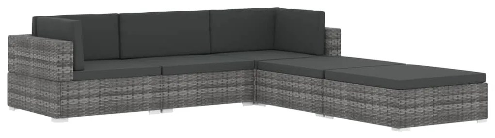 Cadeira de canto seccional c/ almofadões 1 pc vime PE cinzento