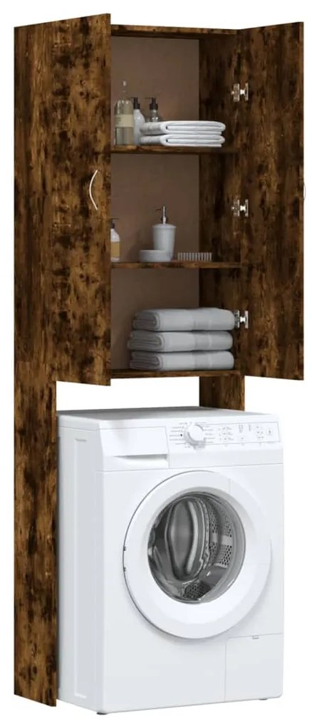 idaXL Armário máquina lavar roupa 64x25,5x190 cm carvalho fumado