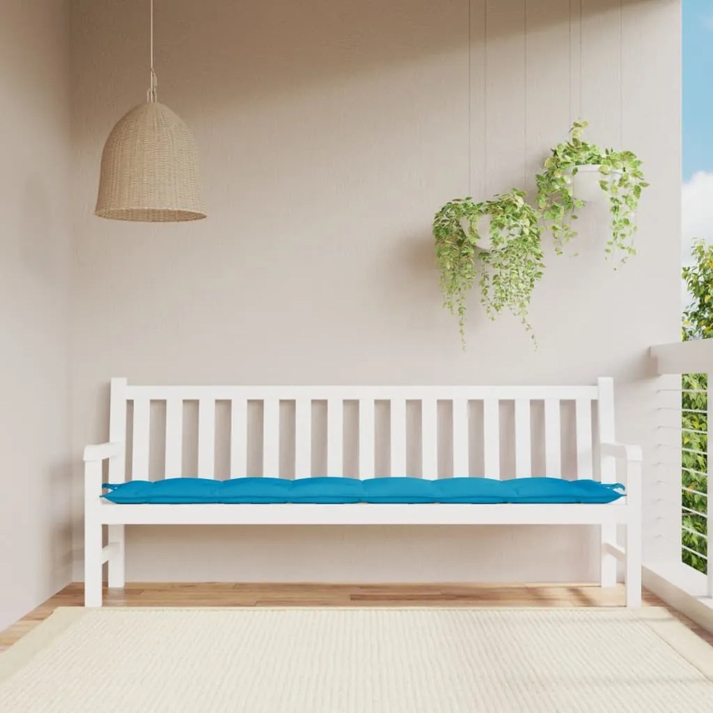 Almofadão para banco de jardim 200x50x7 cm tecido azul-claro