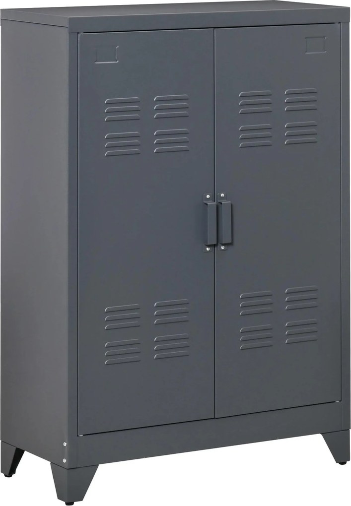 Armário de Metal de Armazenamento com Dupla Porta 2 Prateleiras com Altura Ajustável Armário Multiúso para Escritório Dormitório Garagem 75x33x110cm C