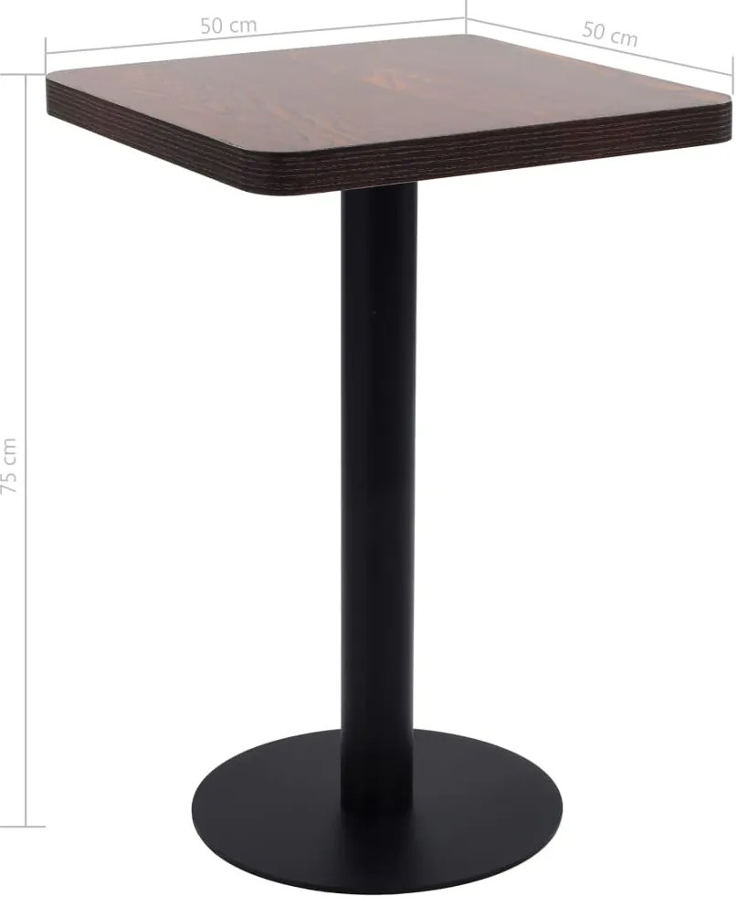 Mesa bistrô 50x50 cm MDF castanho-escuro