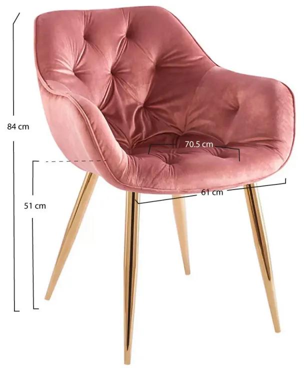 Cadeira Zandel Golden Veludo - Rosa