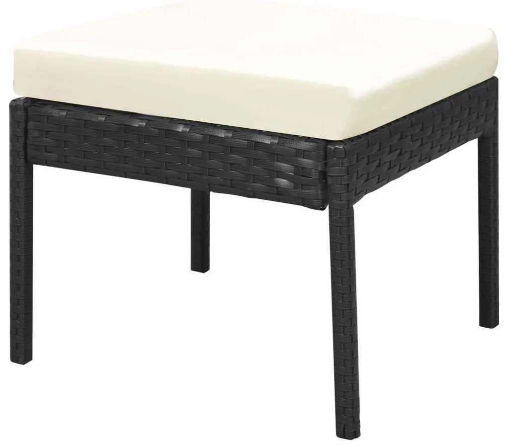 6 pcs conjunto lounge de jardim c/ almofadões vime PE preto