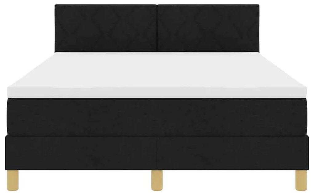 Cama Box Spring com Colchão e LED Preto 140x200 cm Tecido