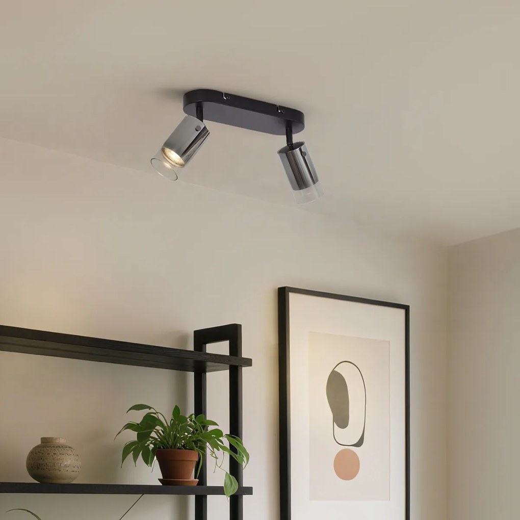 Foco de teto moderno cor de bronze 2-luzes giratório e ajustável - Drain