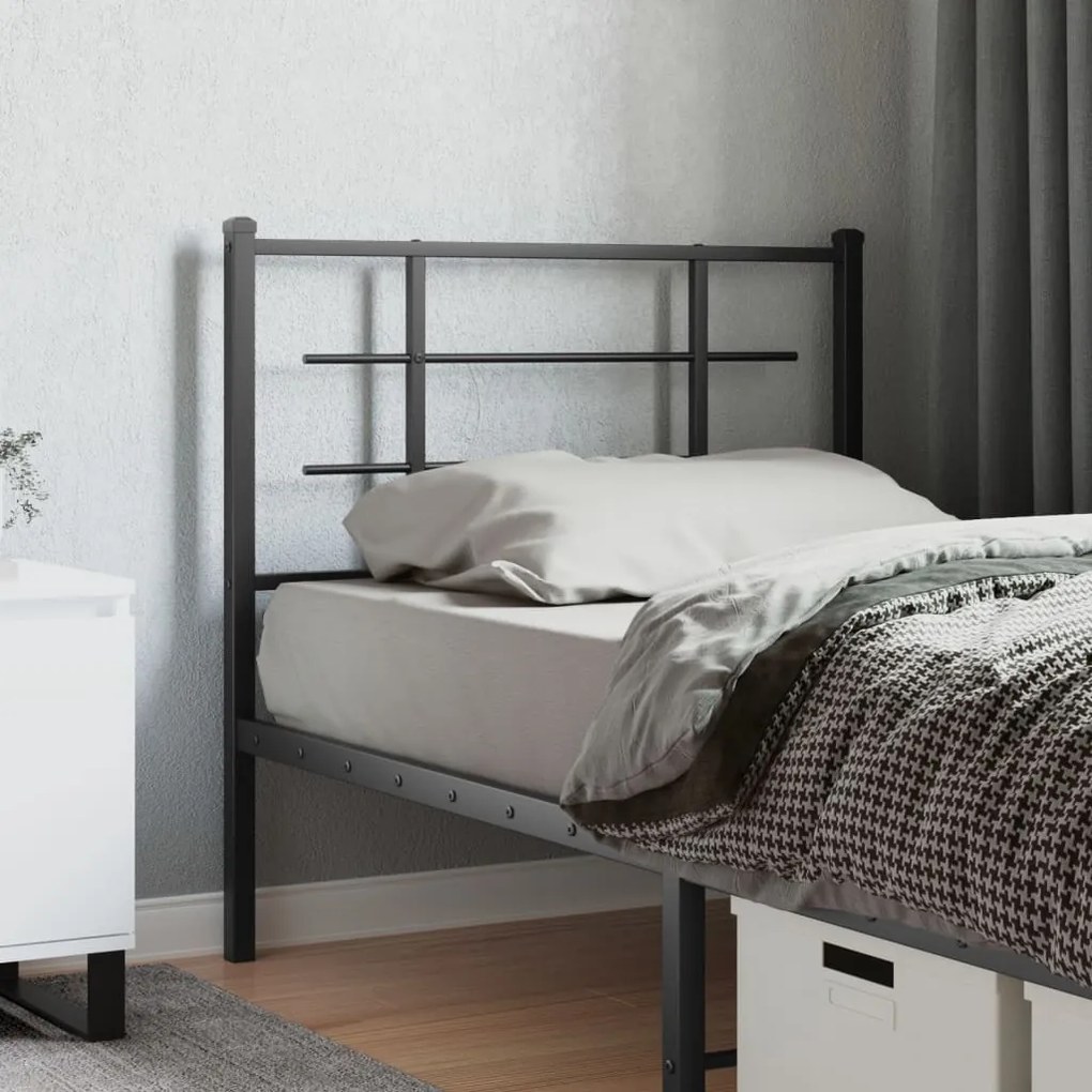 vidaXL Cabeceira de cama 100 cm metal preto