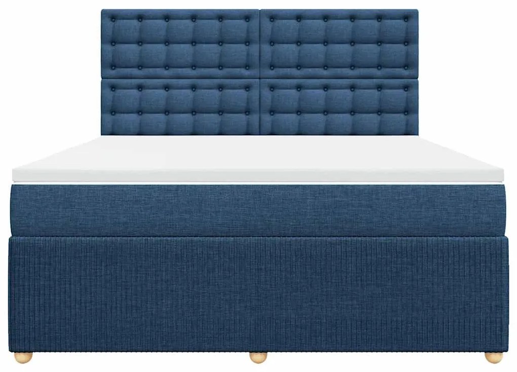 Cama com molas/colchão 180x200 cm tecido azul