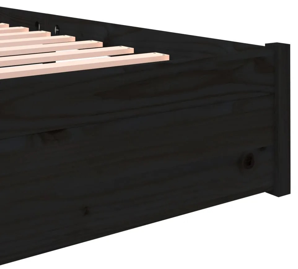 Estrutura de cama 140x190 cm madeira maciça preto
