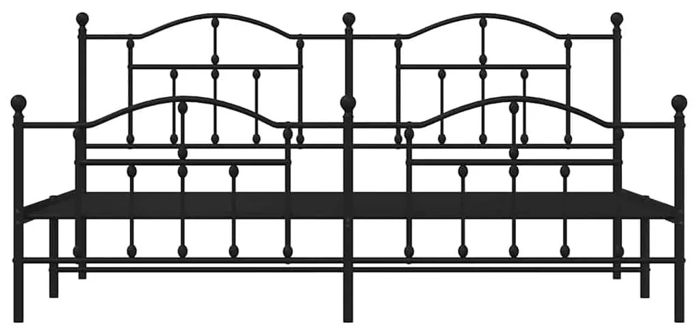 Estrutura de cama com cabeceira e pés 193x203 cm metal preto