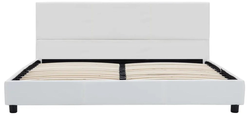 Estrutura de cama 160x200 cm couro artificial branco