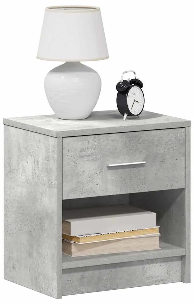 Mesa de cabeceira com gaveta 39x28x41 cm cinzento cimento