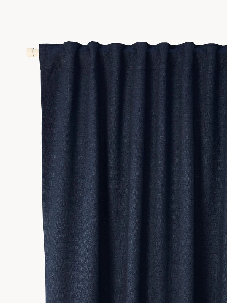 Cortinas opacas com multi-banda Jensen, conjunto de 2, L 130 cm