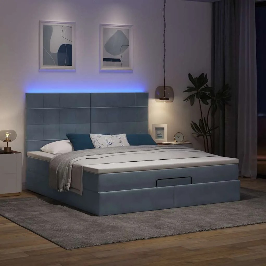 Estrutura cama otomana colchões 160x200 cm cinzento escuro