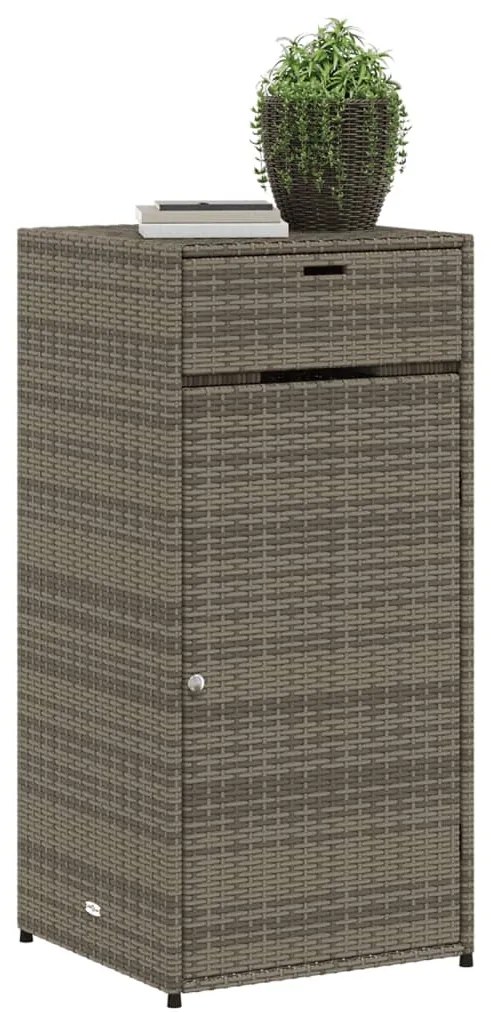 Armário de arrumação para jardim 55x55x111 cm vime PE cinzento