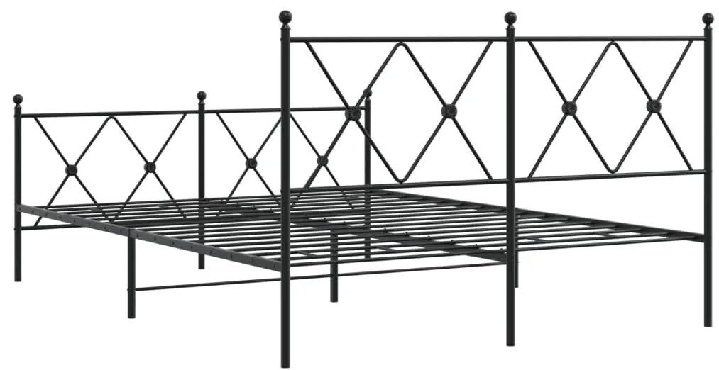 Estrutura de cama com cabeceira e pés 140x190 cm metal preto