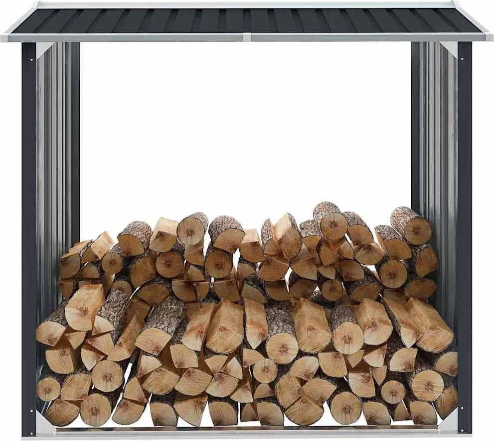 vidaXL Abrigo para arrumação de troncos aço 172x91x154 cm antracite