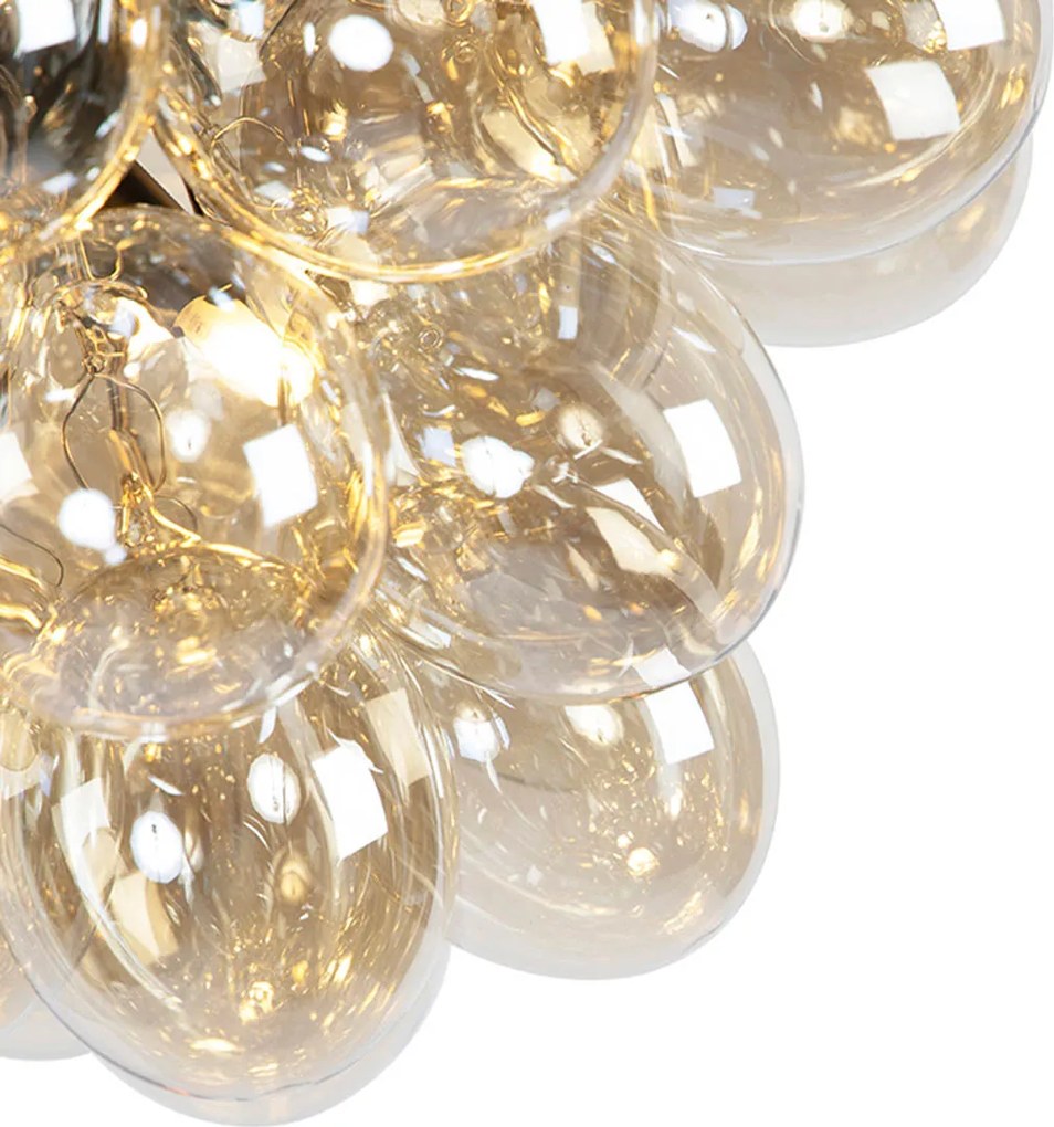 Candeeiro de suspensão inteligente preto com vidro âmbar incluindo 8 G9 WiFi - Uvas