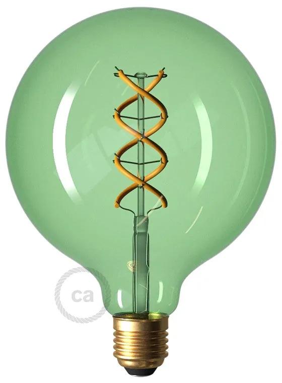 LED Emerald Light Bulb - Globe G125 Curved Spiral Filament - 5W E27 Dimmable 2200K