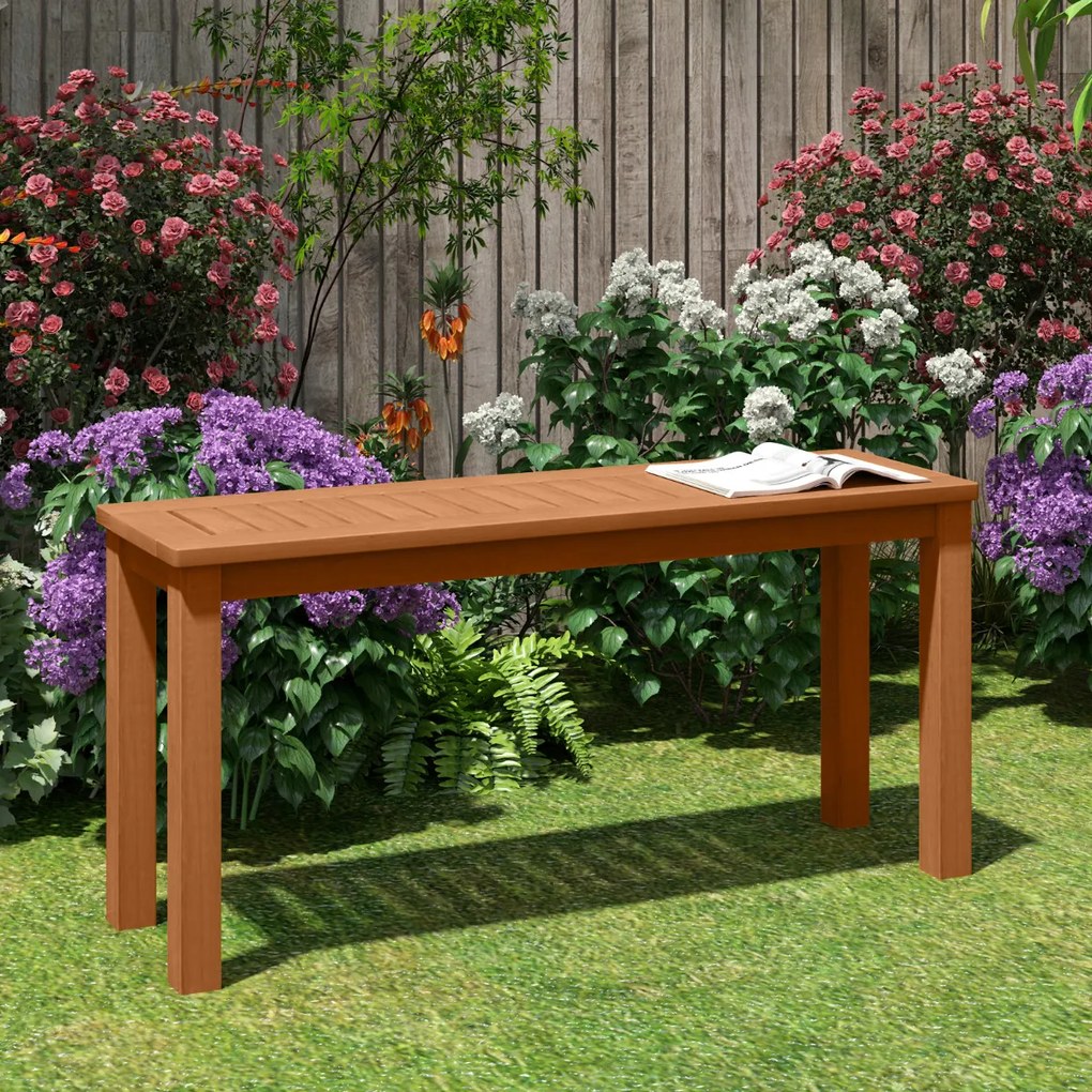 Banco de madeira para jardim com assento de ripas 100 x 30 x 47 cm para a entrada do alpendre do jardim Castanho