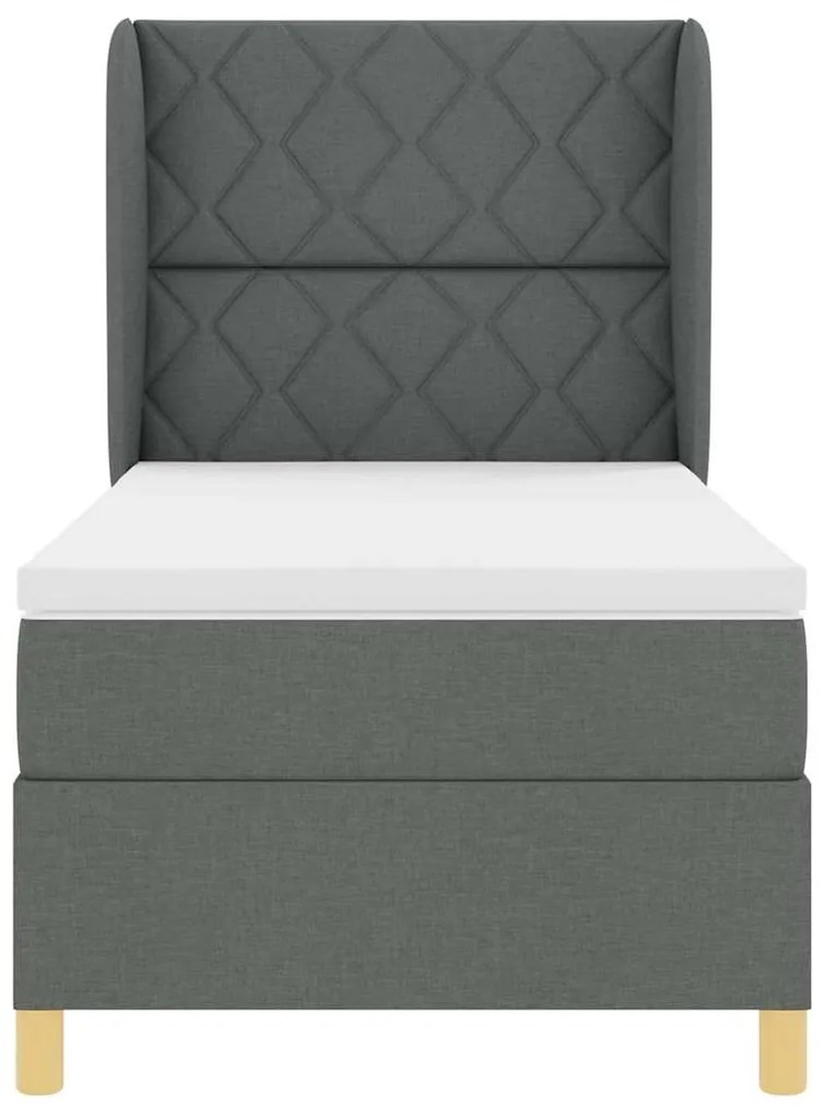 Cama Box Spring com Colchão VidaXL Cinza Escuro 100x200 cm Tecido