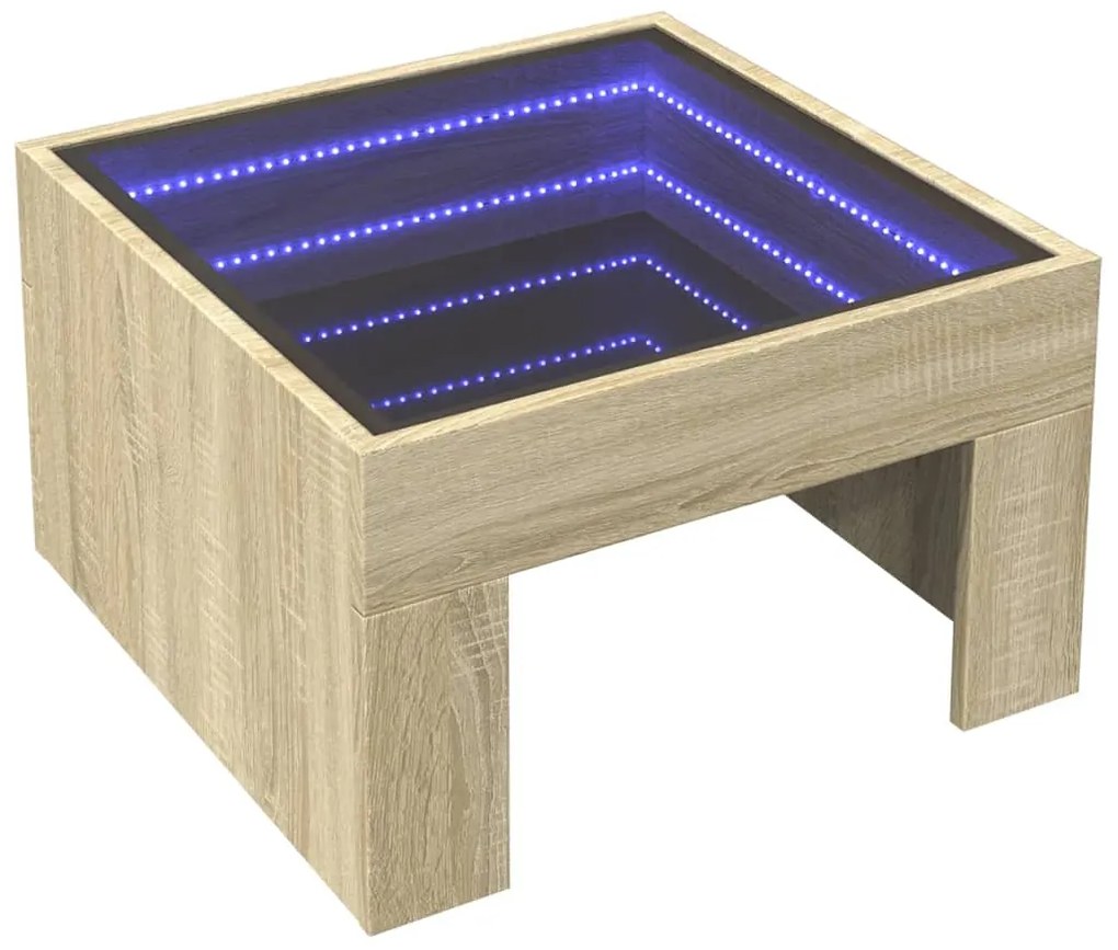 Mesa de centro luzes LED Infinity 50x50x30 cm carvalho sonoma