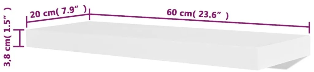 Prateleiras de parede 4 pcs branco 60 cm