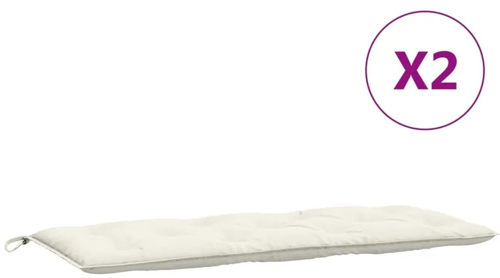 Almofadões banco jardim 2pcs 120x50x7cm mesclado creme