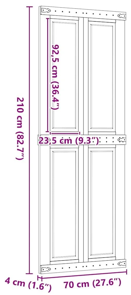 Porta de celeiro CORONA 70x210 cm pinho madeira maciça