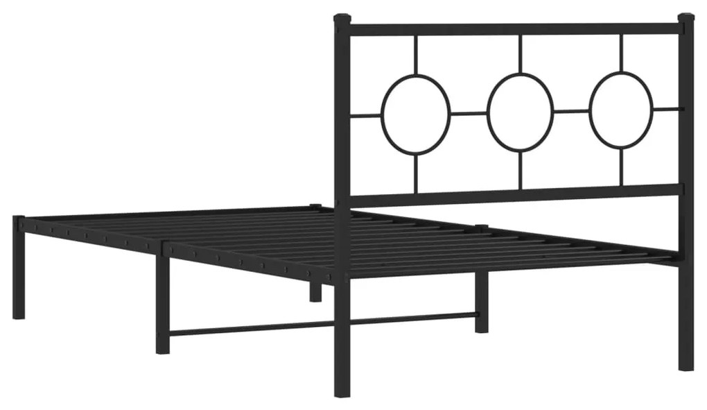 Estrutura de cama com cabeceira 100x190 cm metal preto