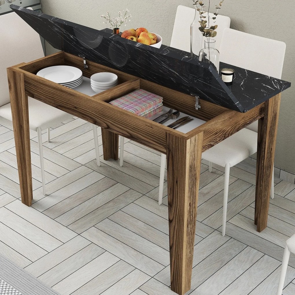 Mesa de Cozinha Kiev – Noz e Preto – 110x75x72 cm