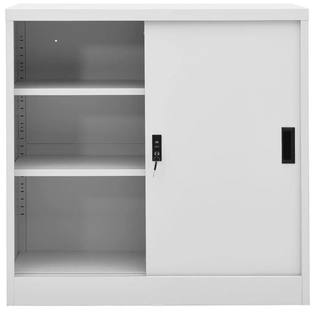 Armário escritório porta deslizante 90x40x90 cm aço cinza-claro