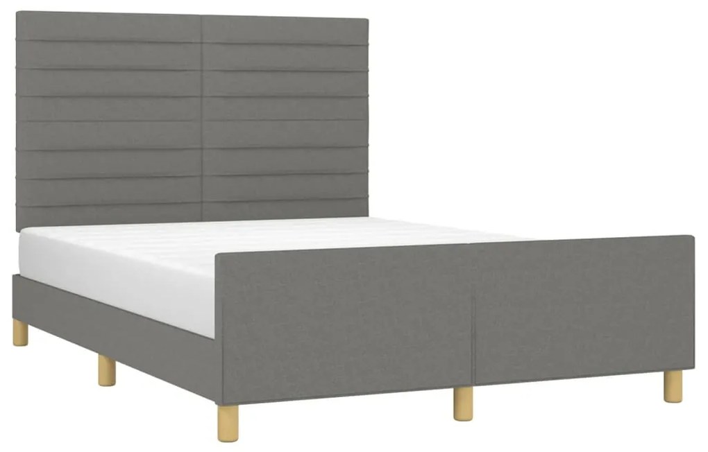 Estrutura de cama sem colchão 140x200 cm tecido cinzento-escuro